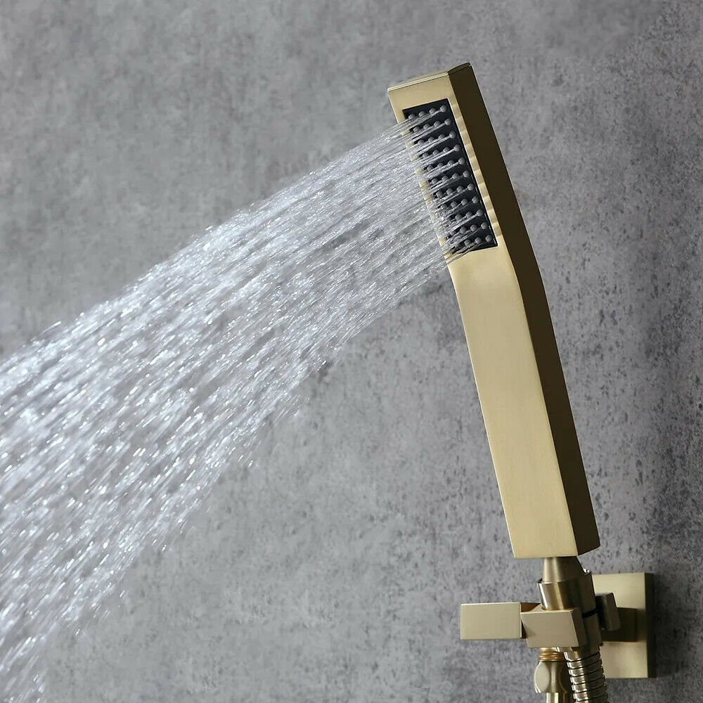 20'' Rain Shower Faucet Shower System Body Jets w/Hand Shower Set Brushed Gold