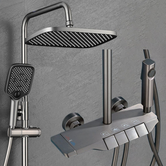 Piano Keys Bathroom Shower System Wall Mounted Grey Piano Shower Faucet Set with Tub Spout Four-Function Piano Bathtub Faucet