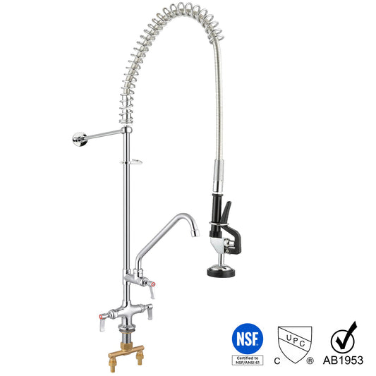 Aquaterior Commercial Pre-Rinse Faucet Swivel w/ 12" Add-On Double Handle