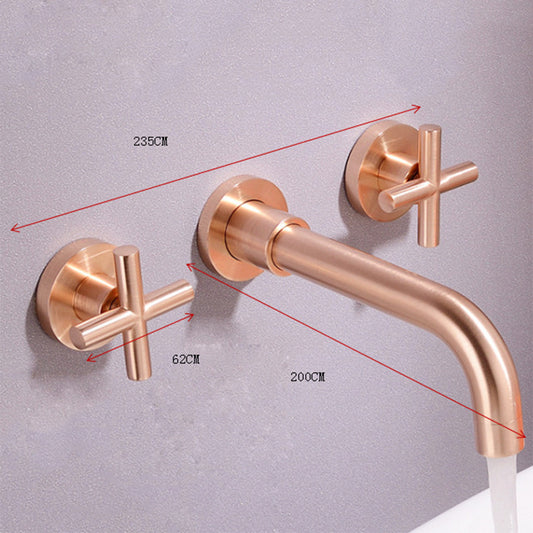 Basin Faucet Wall Mounted Golden Matte/Rose Gold Dual Handle In-Wall Bathroom Sink Faucet 3 Holes Hot & Cold mixer Tap Torneira