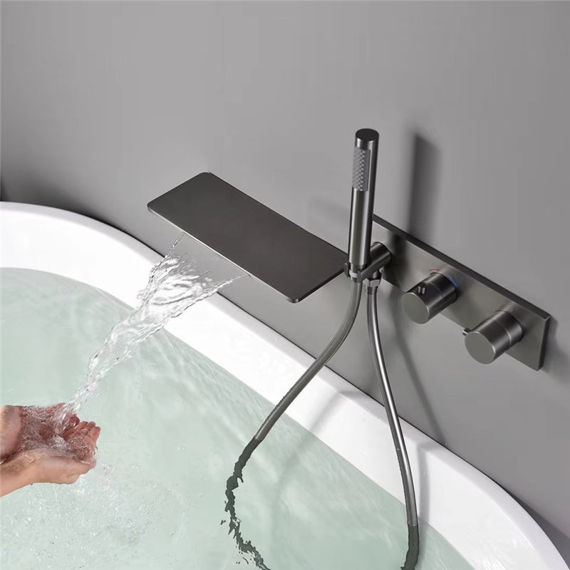 Bathroom Bathtub Faucet set Brush Gold Concealed Square SquareShower Faucet Set