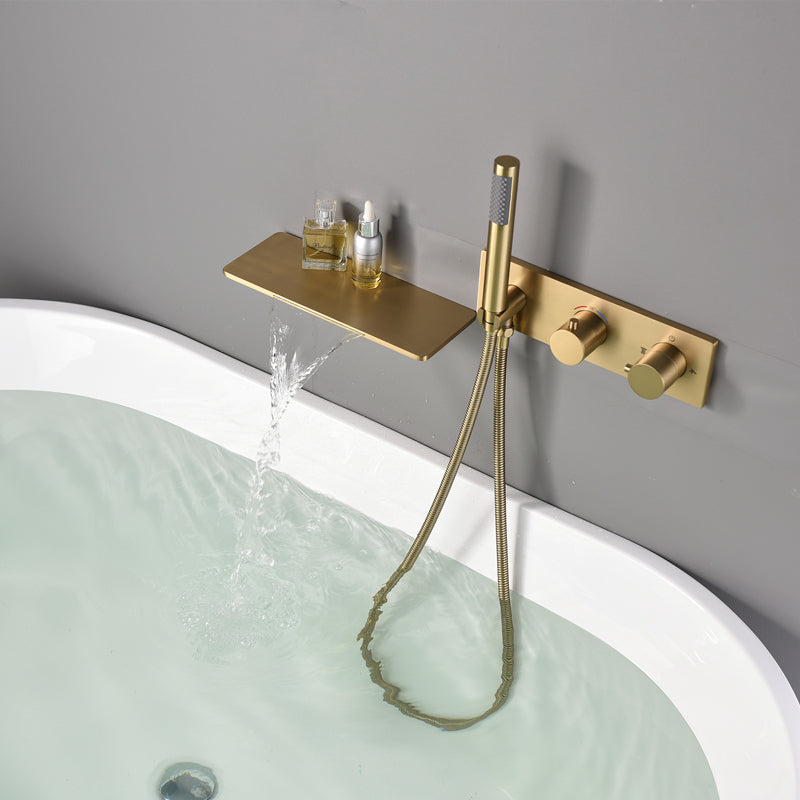 Bathroom Bathtub Faucet set Brush Gold Concealed Square SquareShower Faucet Set