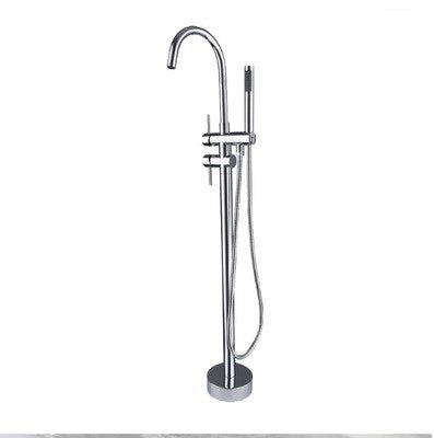 Brush gold Bathtub Floor Stand Faucet Mixer Single Handle Mixer Tap 360 Rotation Spout With Brass Handshower Bath Mixer Shower