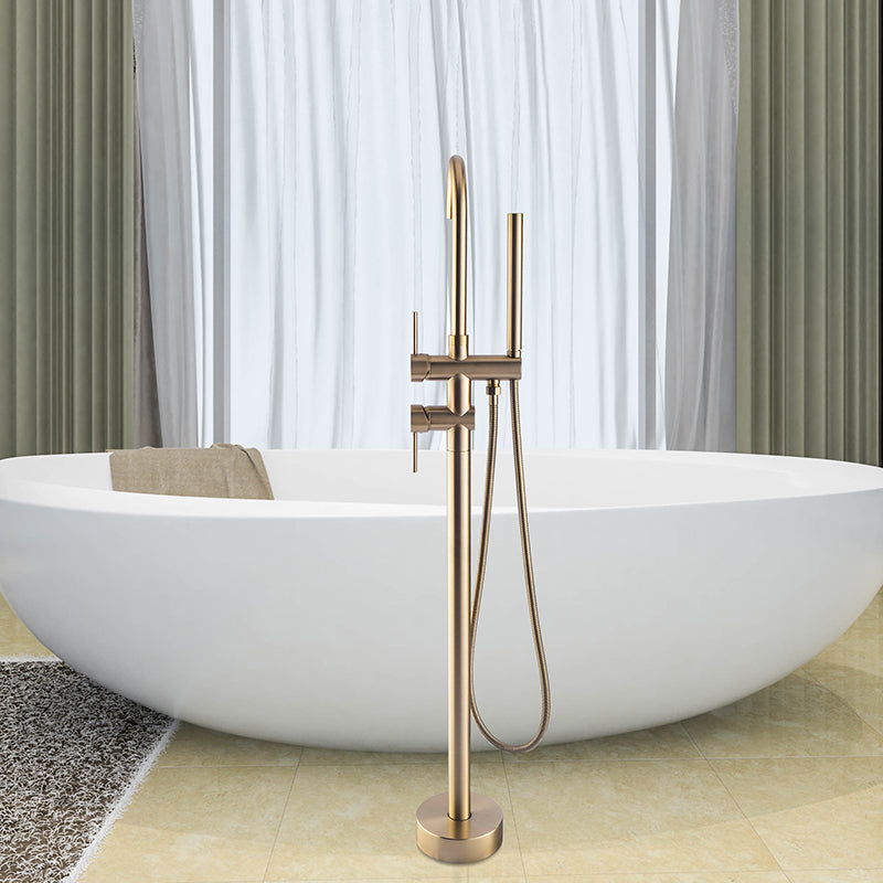 Brush gold Bathtub Floor Stand Faucet Mixer Single Handle Mixer Tap 360 Rotation Spout With Brass Handshower Bath Mixer Shower