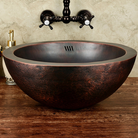 European Style Garden Antique Copper Basin Bathroom Sink Wash Basin Bronze Copper Sink Basin Brass Counter Basin