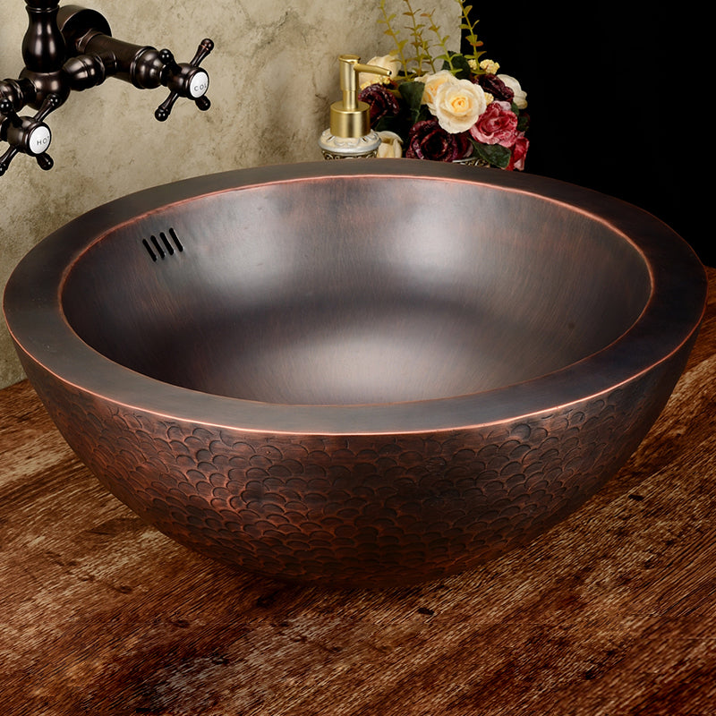 European Style Garden Antique Copper Basin Bathroom Sink Wash Basin Bronze Copper Sink Basin Brass Counter Basin