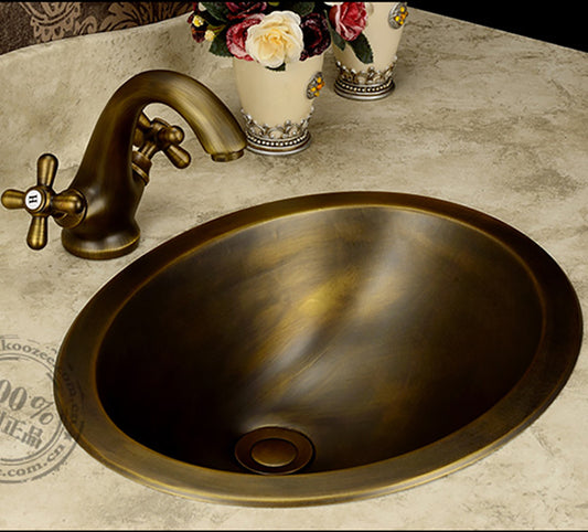 Fashion Wash Basin Bronze Basin Handmade Copper Sink Antique Bronze Basin Brass Counter Basin