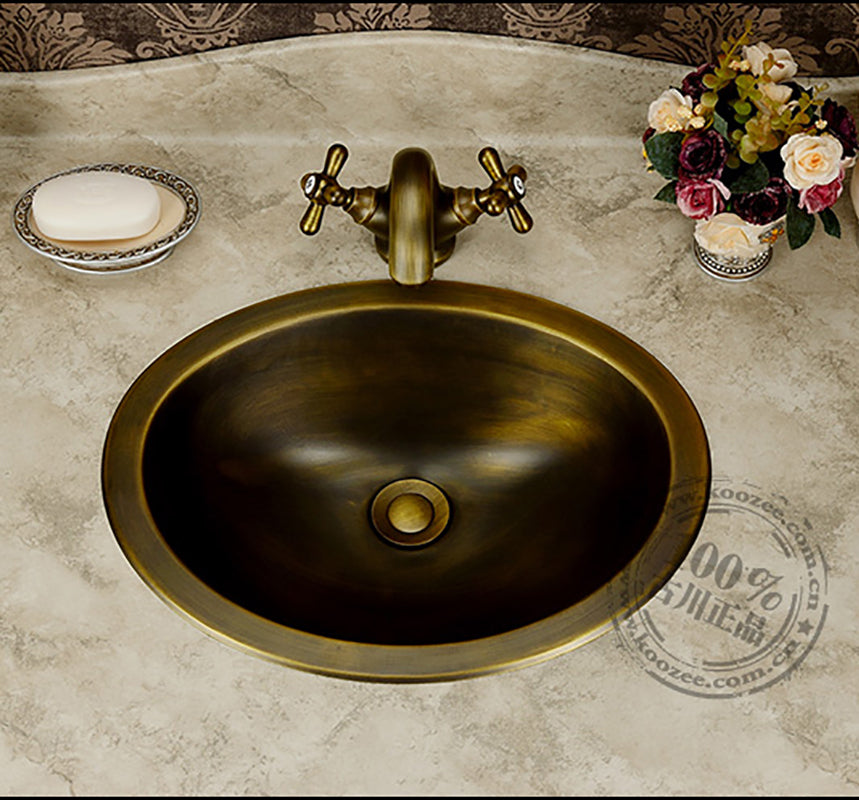 Fashion Wash Basin Bronze Basin Handmade Copper Sink Antique Bronze Basin Brass Counter Basin