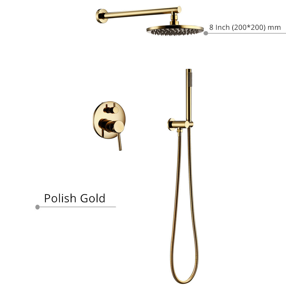 Luxury Golden Brass Shower Set  Modern Wall-Mounted Ceiling Shower System Home Hotel Bathroom Water Saving Faucet Shower