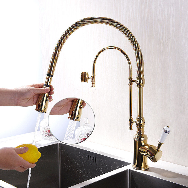 Pull out Kitchen faucet Gold kitchen Gold tap Top Quality Total Brass kitchen faucet vanity water tap faucet sink faucet