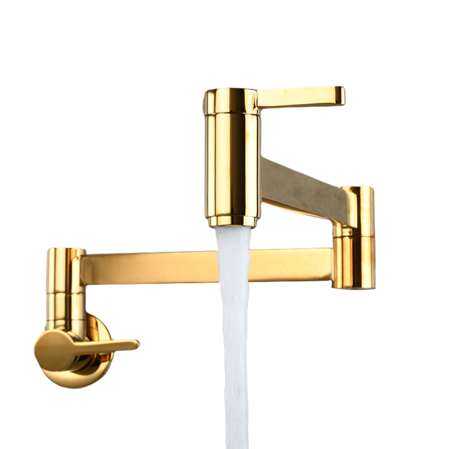 Spout Double Switch Folding Arm Bathroom Sink Pot Filler Brass Cold Water Wall Mount Splash Proof Kitchen Faucet Basin Tap