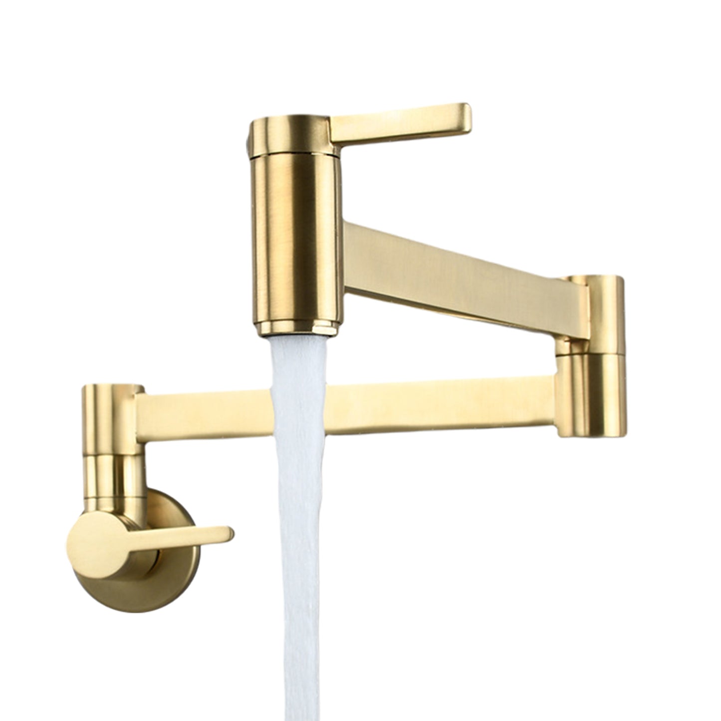 Spout Double Switch Folding Arm Bathroom Sink Pot Filler Brass Cold Water Wall Mount Splash Proof Kitchen Faucet Basin Tap