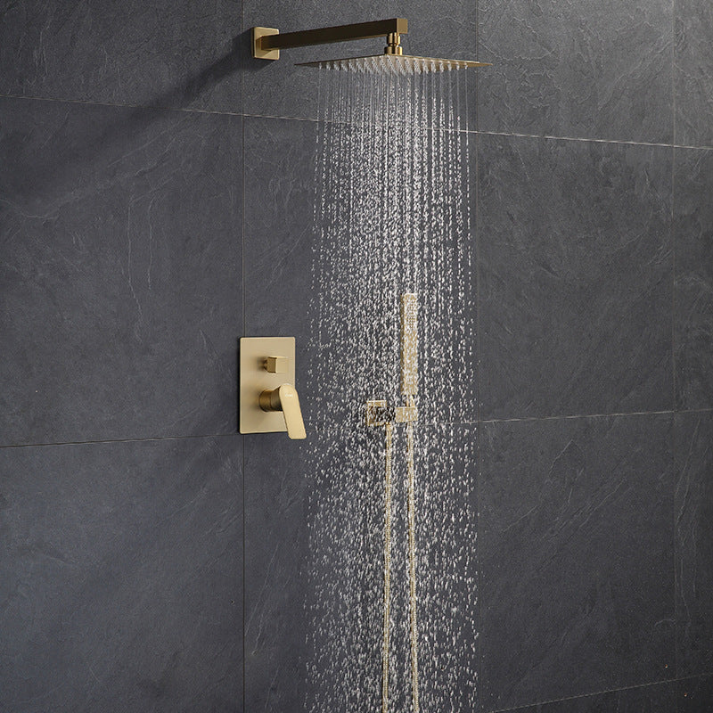 The new full copper concealed wall mounted hot and cold matte brushed gold hidden embedded shower set