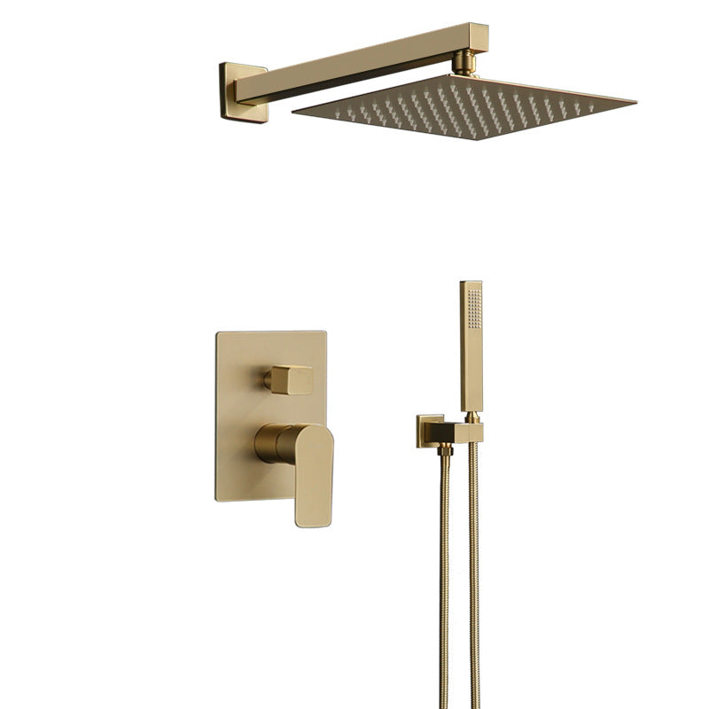 The new full copper concealed wall mounted hot and cold matte brushed gold hidden embedded shower set