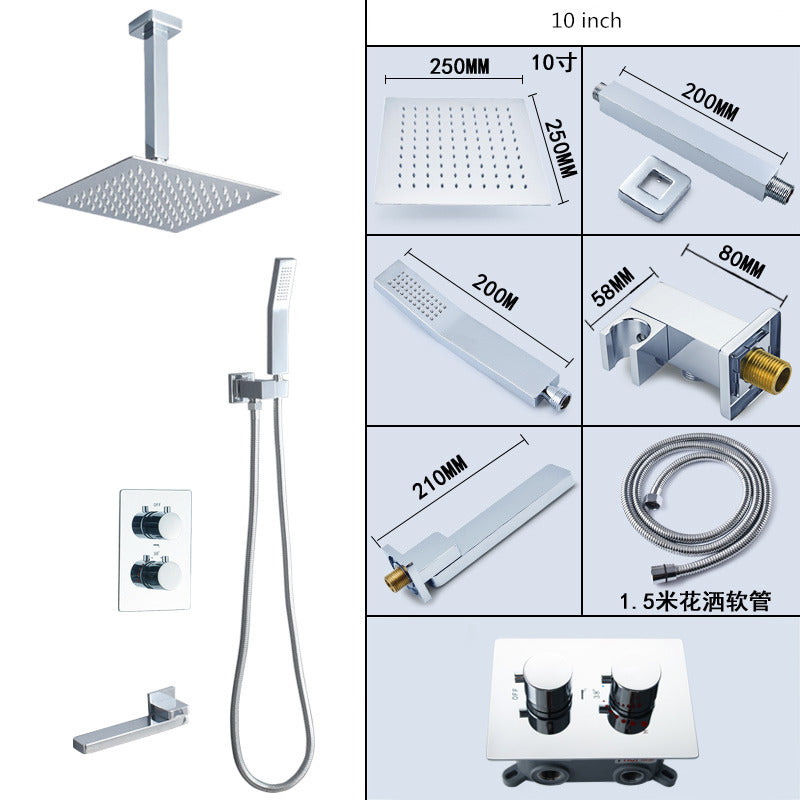 Thermostatic Bathroom Shower Faucet In Wall Brushed Gold Bath and Shower Faucet Set  Thermostatic Mixer Bath and Rainfall Shower