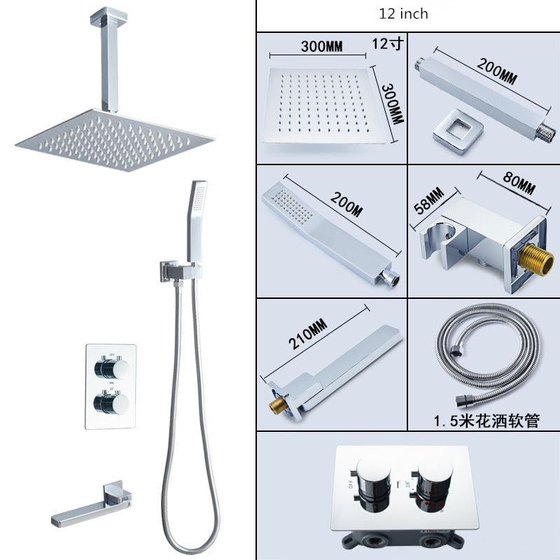 Thermostatic Bathroom Shower Faucet In Wall Brushed Gold Bath and Shower Faucet Set  Thermostatic Mixer Bath and Rainfall Shower