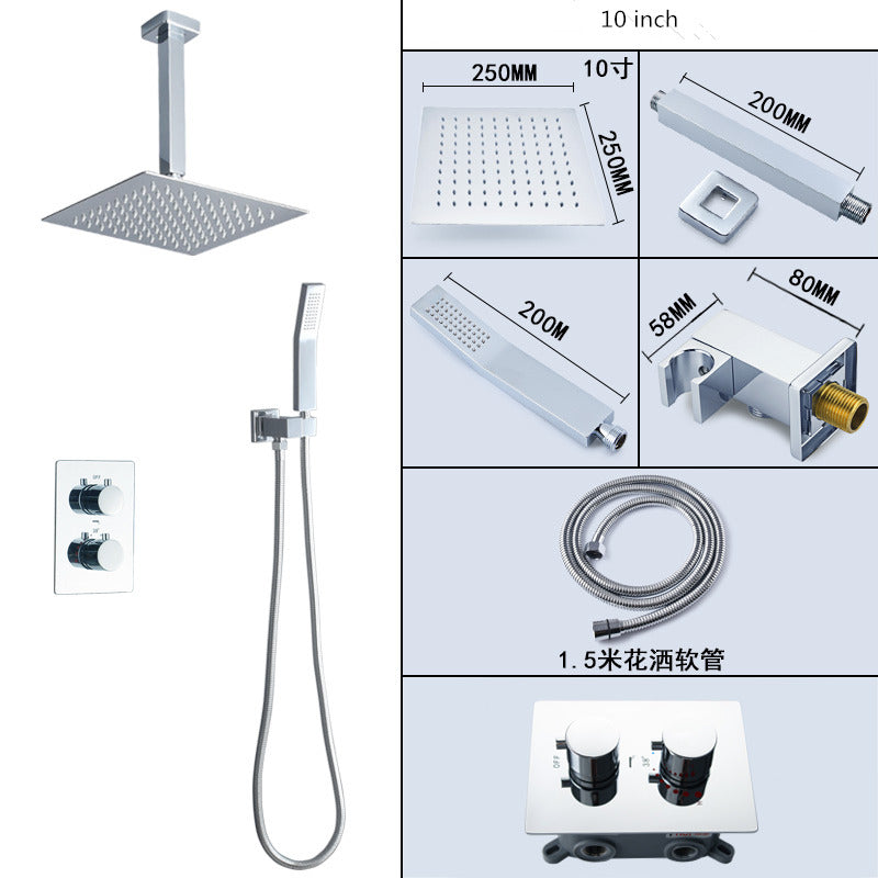 Thermostatic Bathroom Shower Faucet In Wall Brushed Gold Bath and Shower Faucet Set  Thermostatic Mixer Bath and Rainfall Shower