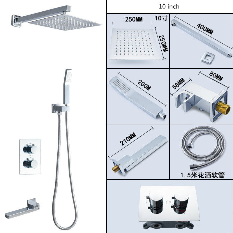 Thermostatic Bathroom Shower Faucet In Wall Brushed Gold Bath and Shower Faucet Set  Thermostatic Mixer Bath and Rainfall Shower