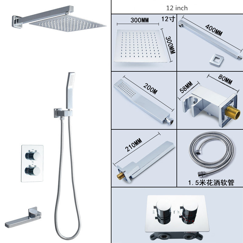 Thermostatic Bathroom Shower Faucet In Wall Brushed Gold Bath and Shower Faucet Set  Thermostatic Mixer Bath and Rainfall Shower