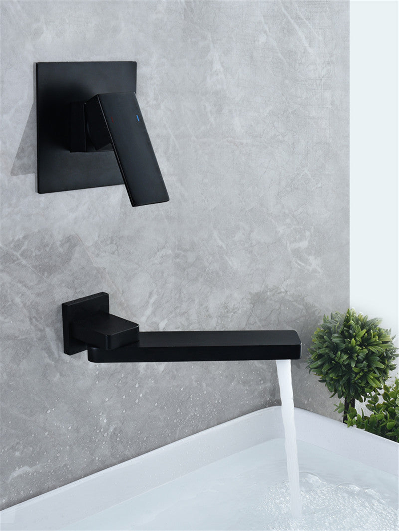 Basin Faucet Wall Mounted Wall MountedRotating Bathroom Sink Faucet In-Wall Black Basin Tap Basin Mixer Tap Set