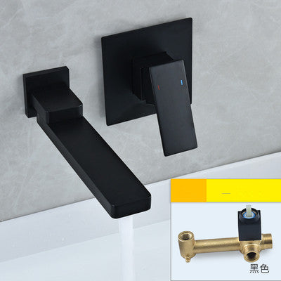 Basin Faucet Wall Mounted Wall MountedRotating Bathroom Sink Faucet In-Wall Black Basin Tap Basin Mixer Tap Set