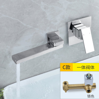 Basin Faucet Wall Mounted Wall MountedRotating Bathroom Sink Faucet In-Wall Black Basin Tap Basin Mixer Tap Set