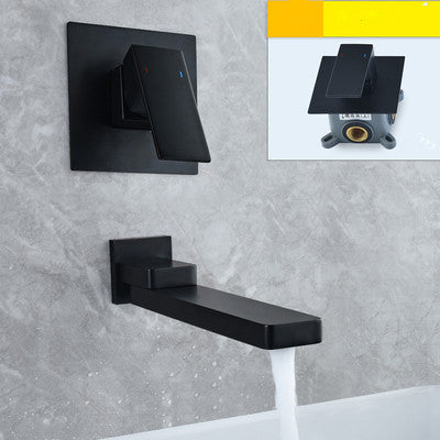 Basin Faucet Wall Mounted Wall MountedRotating Bathroom Sink Faucet In-Wall Black Basin Tap Basin Mixer Tap Set