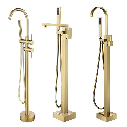 Bathroom Bathtub Faucet  Handheld Shower Free Standing Brushed Gold Luxury BathTub Mixer Taps Floor Mounted