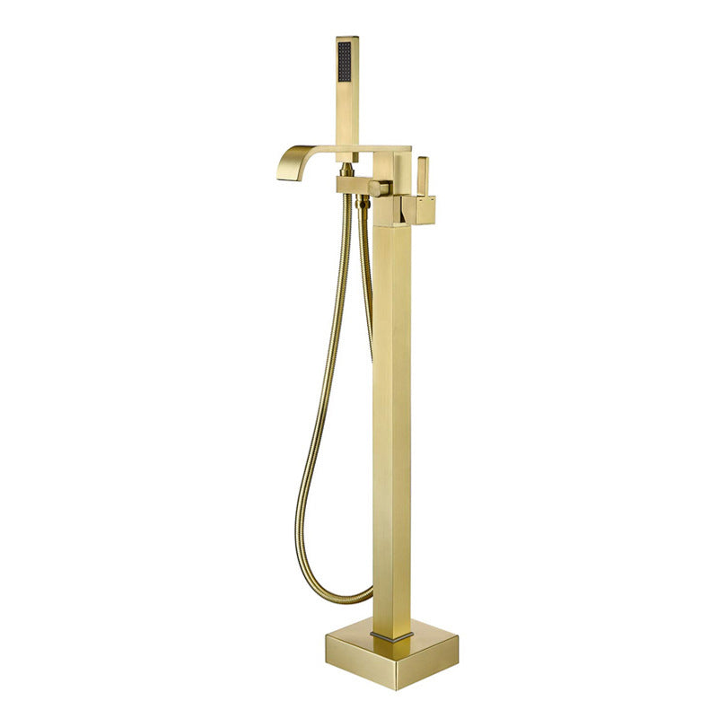 Bathroom Bathtub Faucet  Handheld Shower Free Standing Brushed Gold Luxury BathTub Mixer Taps Floor Mounted