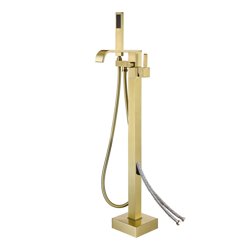 Bathroom Bathtub Faucet  Handheld Shower Free Standing Brushed Gold Luxury BathTub Mixer Taps Floor Mounted