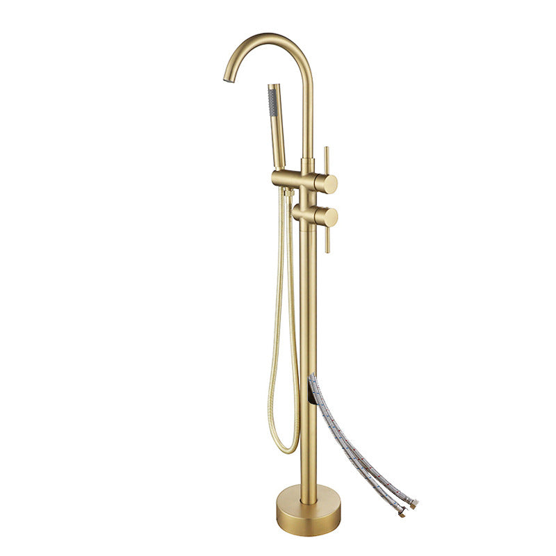 Bathroom Bathtub Faucet  Handheld Shower Free Standing Brushed Gold Luxury BathTub Mixer Taps Floor Mounted