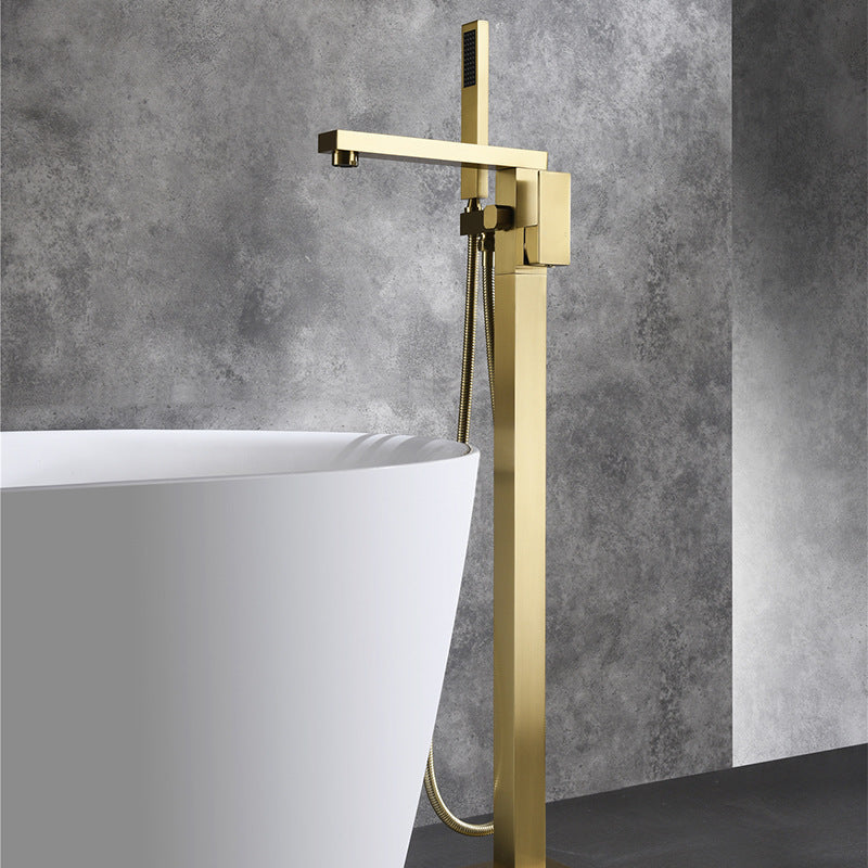 Bathroom Bathtub Faucet  Handheld Shower Free Standing Brushed Gold Luxury BathTub Mixer Taps Floor Mounted