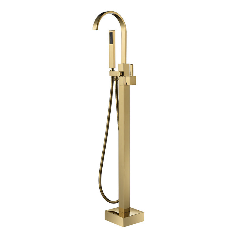 Bathroom Bathtub Faucet  Handheld Shower Free Standing Brushed Gold Luxury BathTub Mixer Taps Floor Mounted