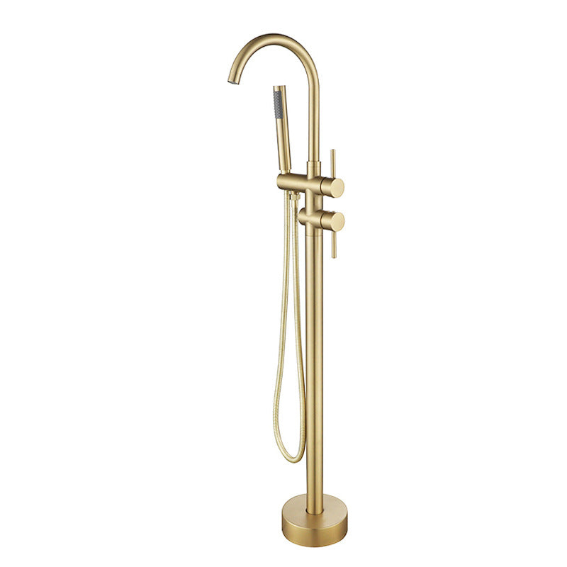 Bathroom Bathtub Faucet  Handheld Shower Free Standing Brushed Gold Luxury BathTub Mixer Taps Floor Mounted