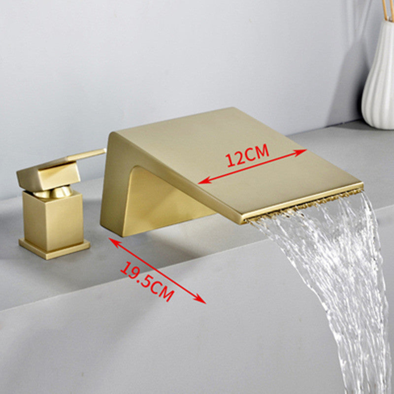 Bathtub Faucet Widespread Tub Sink Mixer Tap Brushed Gold Brass Basin Faucet Bath Shower Faucet with Hand shower Head