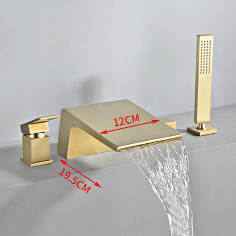 Bathtub Faucet Widespread Tub Sink Mixer Tap Brushed Gold Brass Basin Faucet Bath Shower Faucet with Hand shower Head