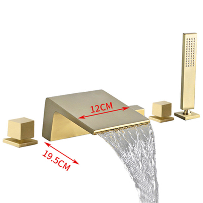 Bathtub Faucet Widespread Tub Sink Mixer Tap Brushed Gold Brass Basin Faucet Bath Shower Faucet with Hand shower Head