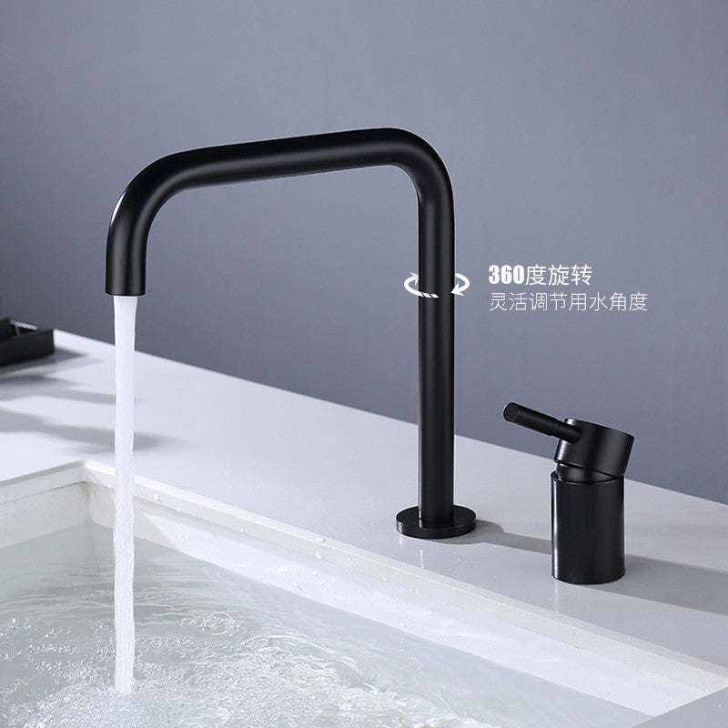 Black Basin faucet Bathroom Faucet two holes bathroom Sink faucet Brushed Gold sink tap rotating widespread basin Tap