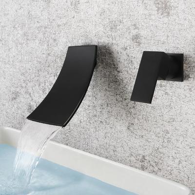 Gold Basin Faucet Brushed Gold Bathroom Faucet In-Wall Black Waterfall Faucet Hot & Cold Bathroom Sink Tap Basin Mixer Tap