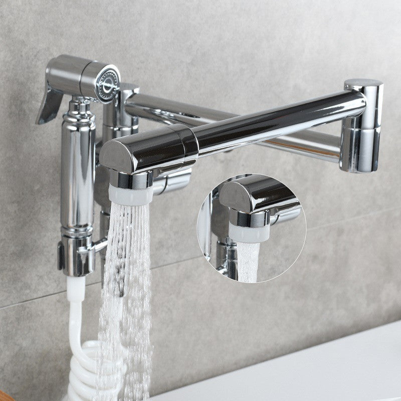 Pot Filler Tap Wall Mounted Foldable Kitchen Faucet with Bidet Sprayer Cold Bidet Faucet Sink Tap Rotate Folding Spout