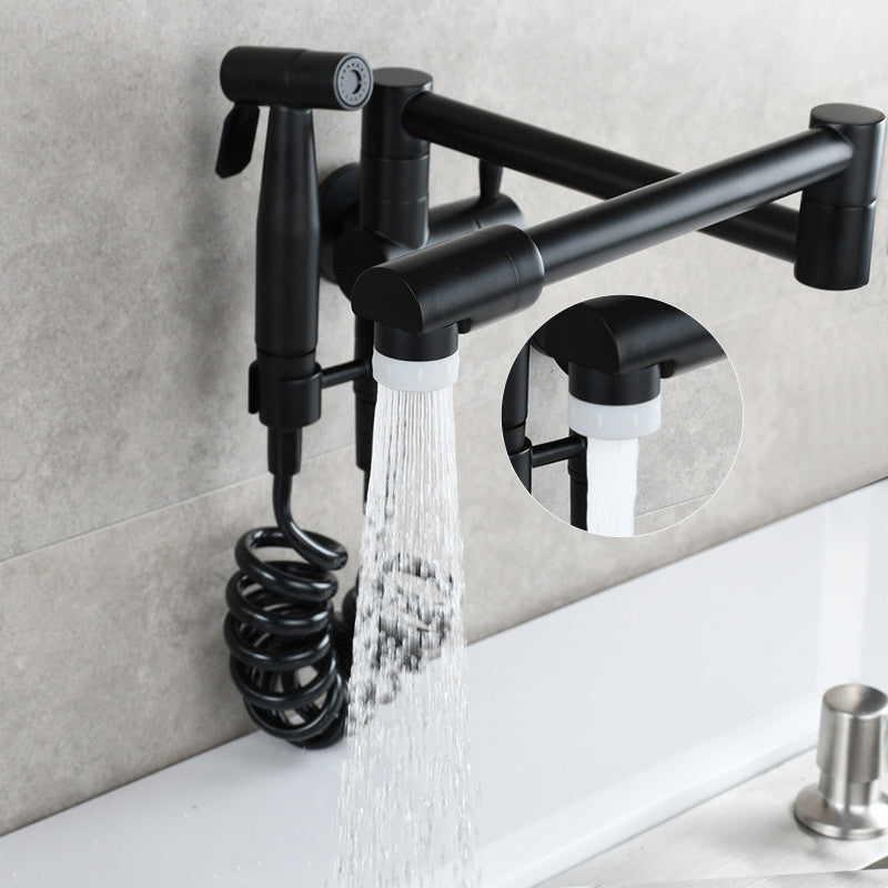 Pot Filler Tap Wall Mounted Foldable Kitchen Faucet with Bidet Sprayer Cold Bidet Faucet Sink Tap Rotate Folding Spout