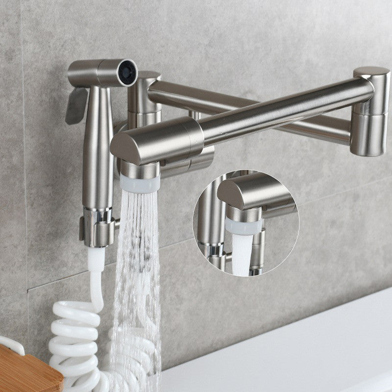 Pot Filler Tap Wall Mounted Foldable Kitchen Faucet with Bidet Sprayer Cold Bidet Faucet Sink Tap Rotate Folding Spout