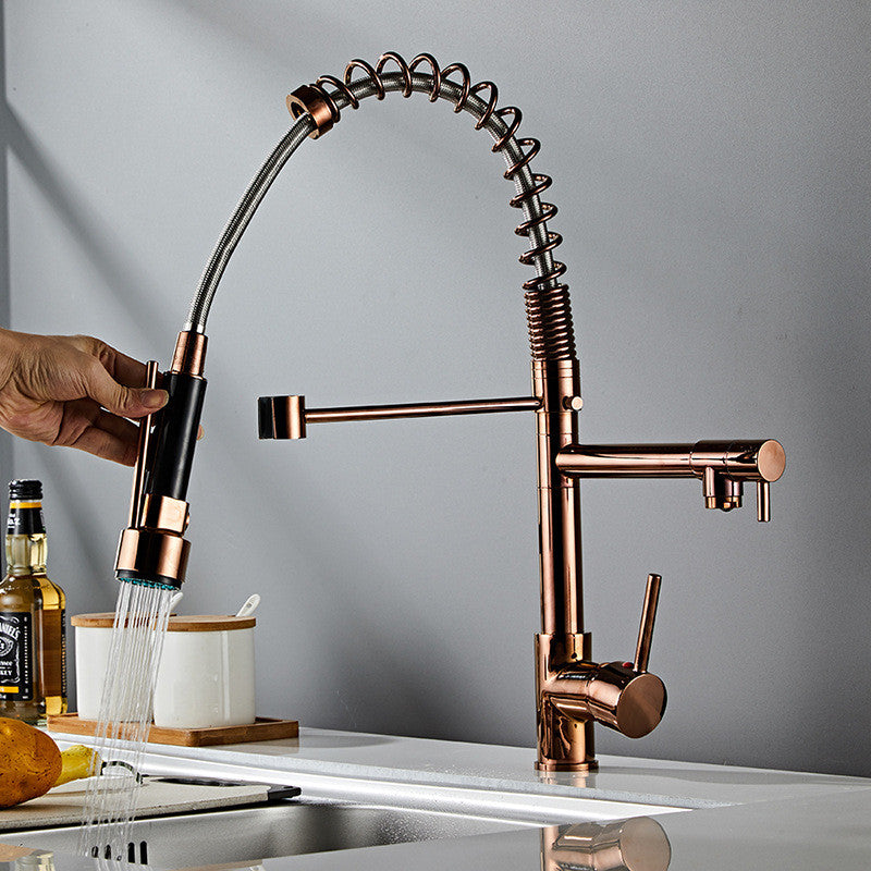 Pull out Kitchen faucet Rose Gold kitchen sink Mixer tap kitchen faucet vanity water tap Rotating faucet sink faucet