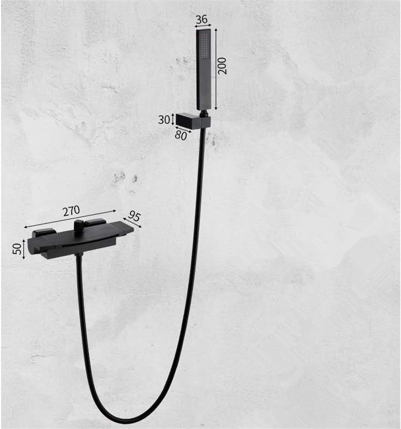 Rose Gold Bathtub Shower Faucet Set Brass Bathtub Faucet Hot & Cold Taps Mixer With Handheld Waterfall Bathtub Tap Black