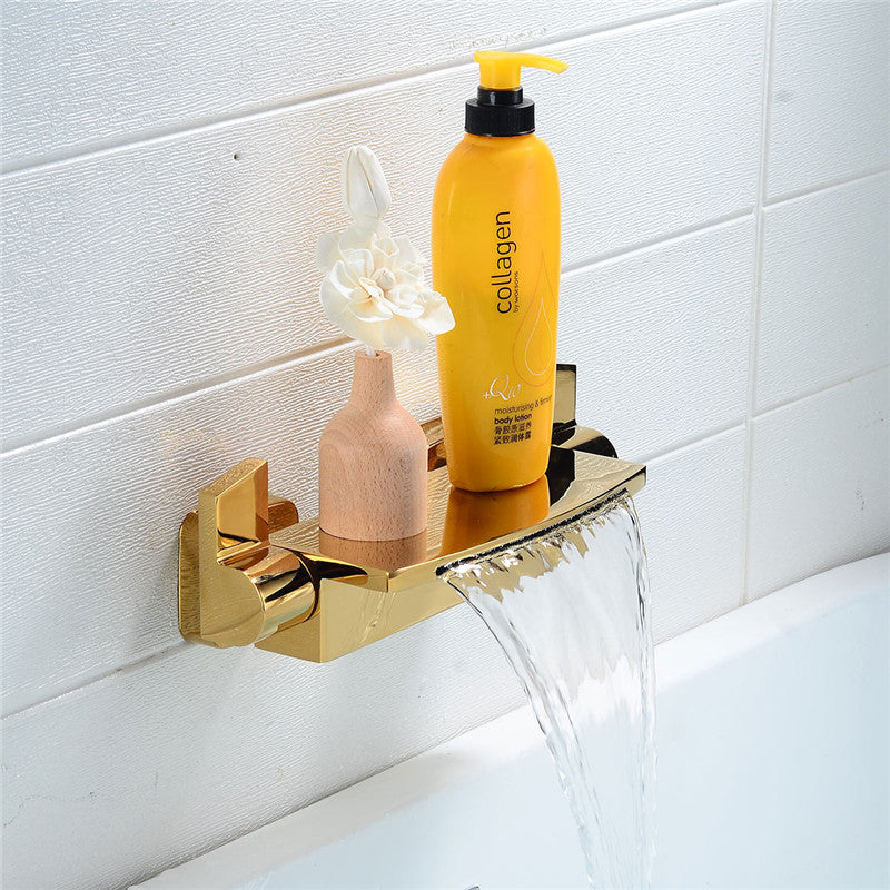 Rose Gold Bathtub Shower Faucet Set Brass Bathtub Faucet Hot & Cold Taps Mixer With Handheld Waterfall Bathtub Tap Black