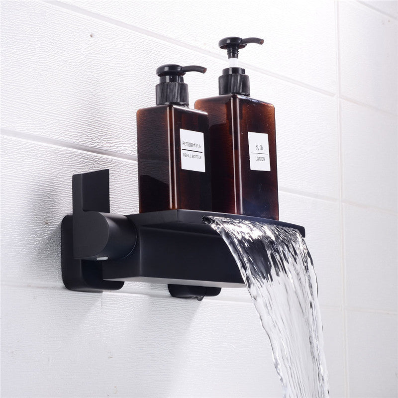 Rose Gold Bathtub Shower Faucet Set Brass Bathtub Faucet Hot & Cold Taps Mixer With Handheld Waterfall Bathtub Tap Black