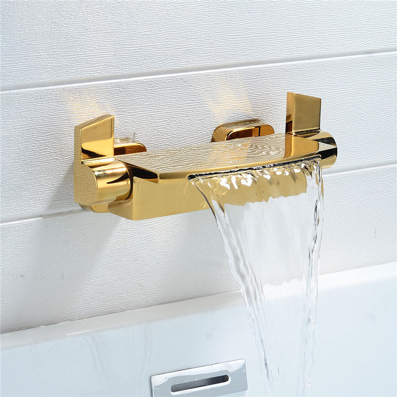 Rose Gold Bathtub Shower Faucet Set Brass Bathtub Faucet Hot & Cold Taps Mixer With Handheld Waterfall Bathtub Tap Black