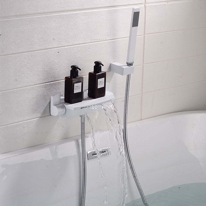 Rose Gold Bathtub Shower Faucet Set Brass Bathtub Faucet Hot & Cold Taps Mixer With Handheld Waterfall Bathtub Tap Black