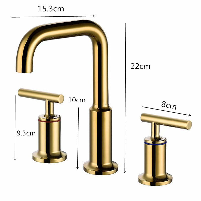 Widespread Basin Faucet 3 Holes Dual Handles Bathroom Basin Mixer Tap Brushed Sink Tap Rose Gold Bathroom Water Faucet