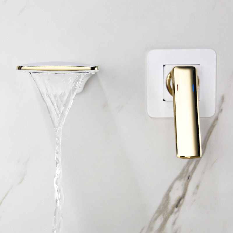 Waterfall Concealed Faucet Wall Mounted Gold Black White Chrome Hot and Cold Wall Tap Luxury Wash Basin Waterfall Bath Faucet